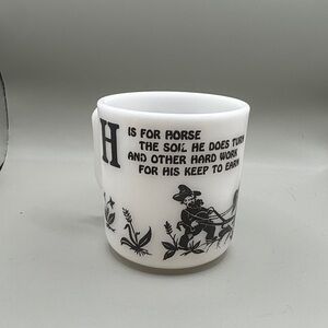 Vintage White Mug with Black Horse Design